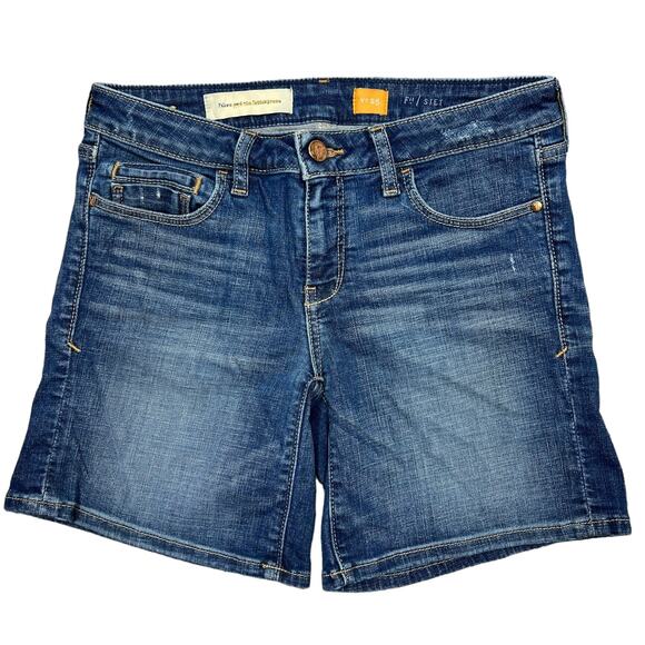 Pilcro Anthropologie Low-Rise Jean Shorts Sz 0/25" Blue Y2K Stretch Denim Jorts - Picture 3 of 12